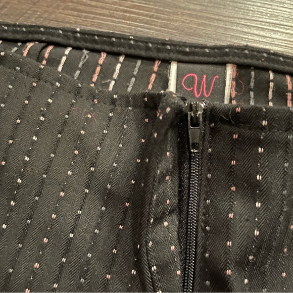 Vintage 90s 2000s Wrapper Wide Leg Dress Pants Jrs Sz 7 Black Embroidered Blocks - Picture 5 of 11